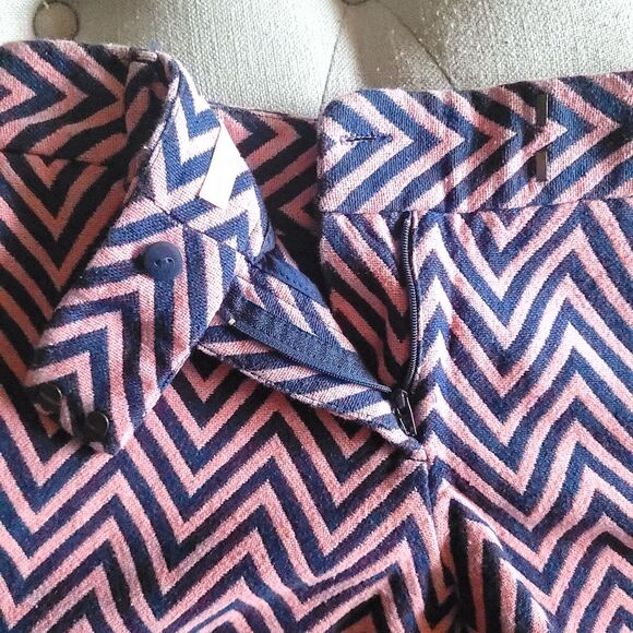 Ann Taylor LOFT Shorts Womens 4 Pink Blue Riviera Knit Zig Zag Flat Front Cotton - Picture 11 of 14